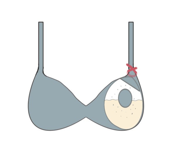 illustration of wearing a breast milk collection shells in a bra