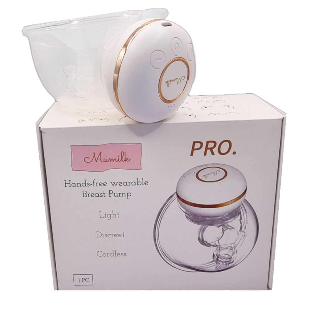 mumilk pro breast pump on top of a box